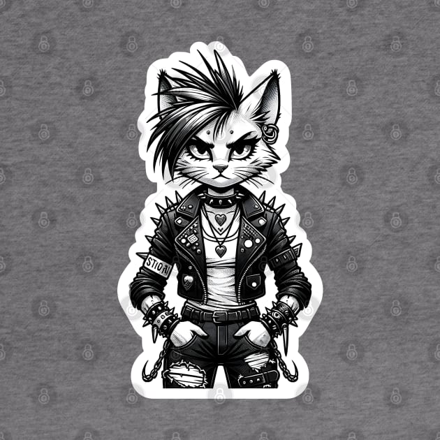 Black and White Punk Cat by OddHouse